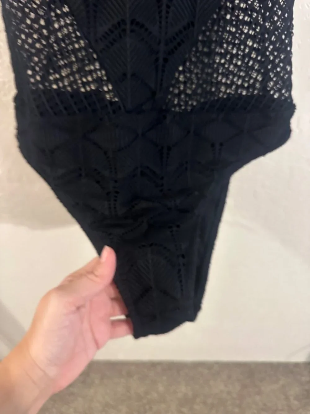 La Blanca Power Couple Crochet High Neck Cutout Sheer One Piece Swimsuit